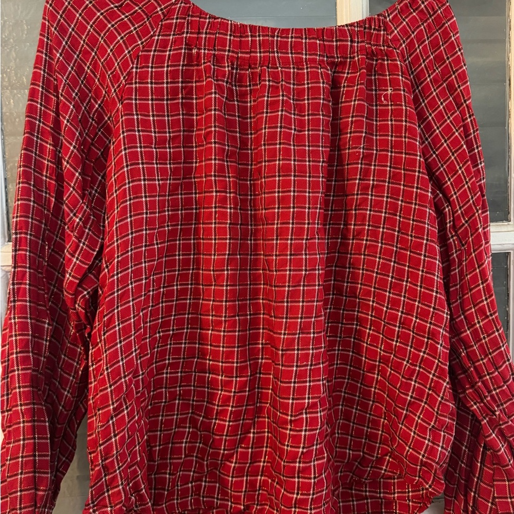 LOFT Red Plaid Women's Blouse